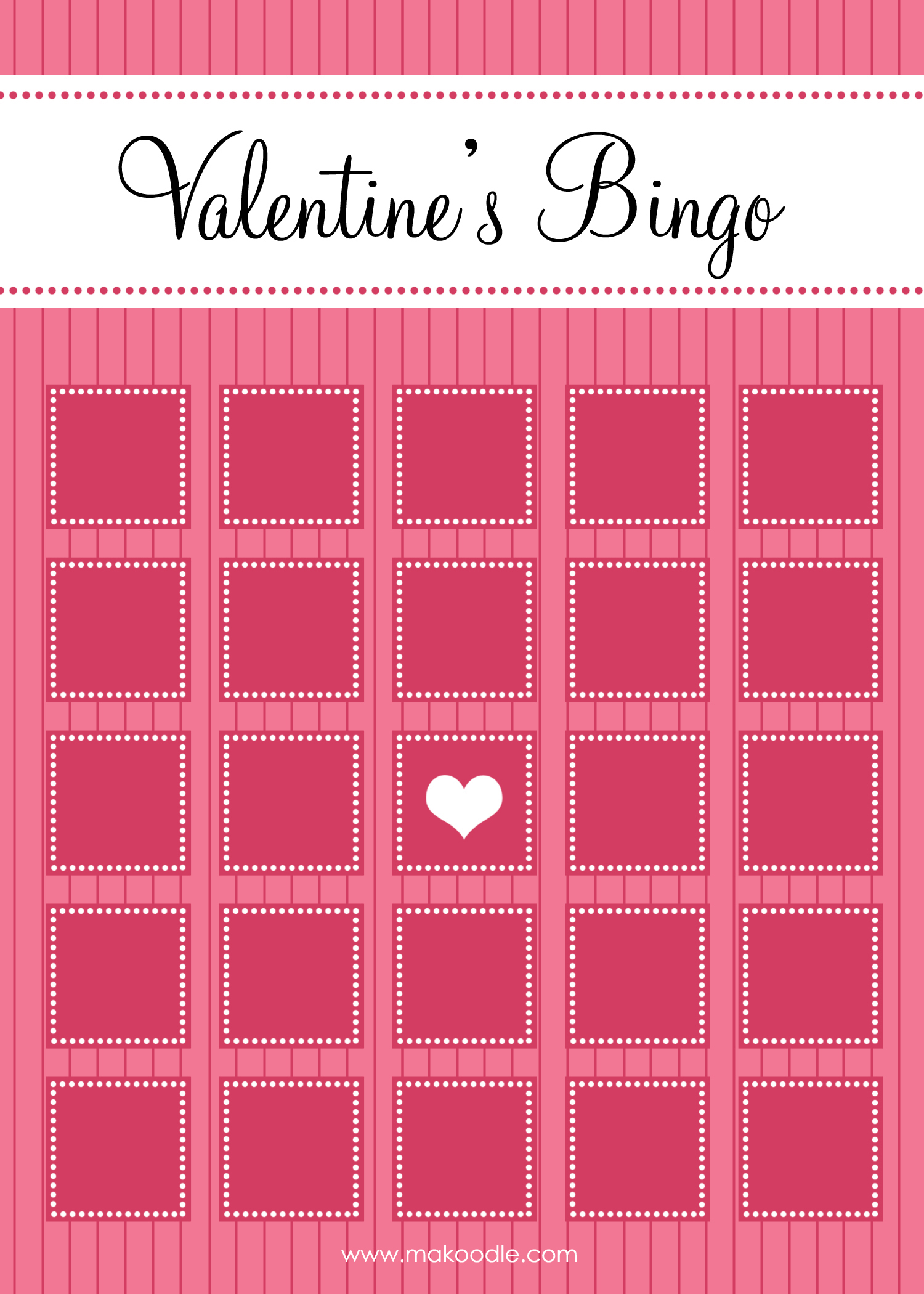 valentine's bingo - free printable download - makoodle